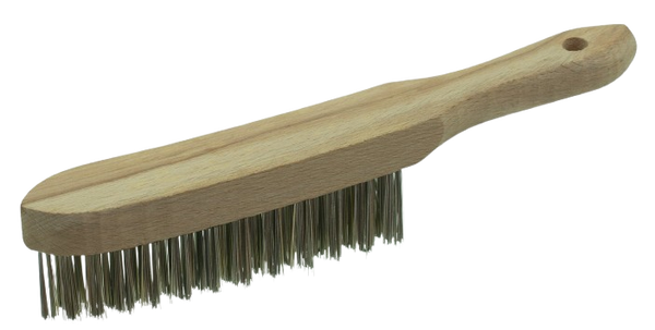 Brosse metallique a manche 4 rangs fil dur acier