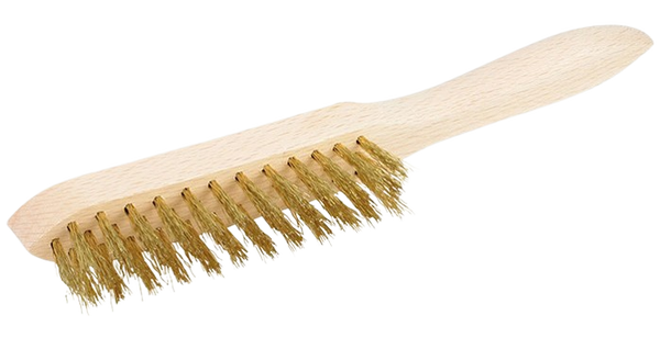 Brosse metallique a manche 4 rangs fil souple laiton