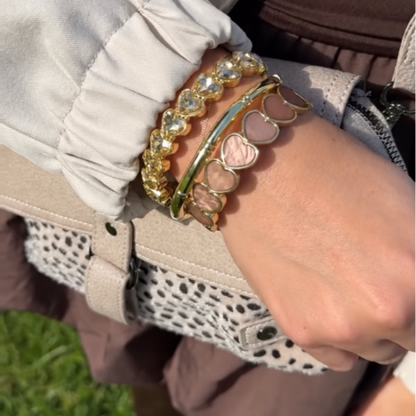 Hart armband rose/bruin