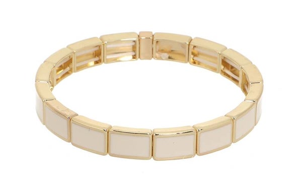 Elastiek armband beige