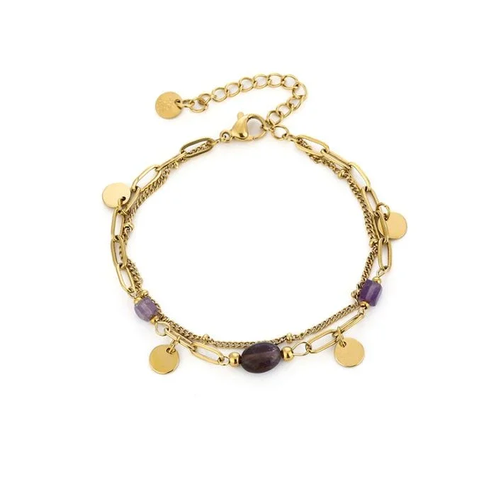 Armband kraaltjes paars