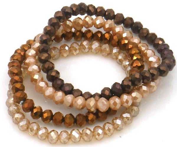 Set elastiek armbandjes brons/bruin