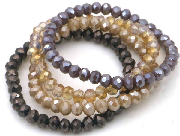 Set elastiek armbandjes taupe