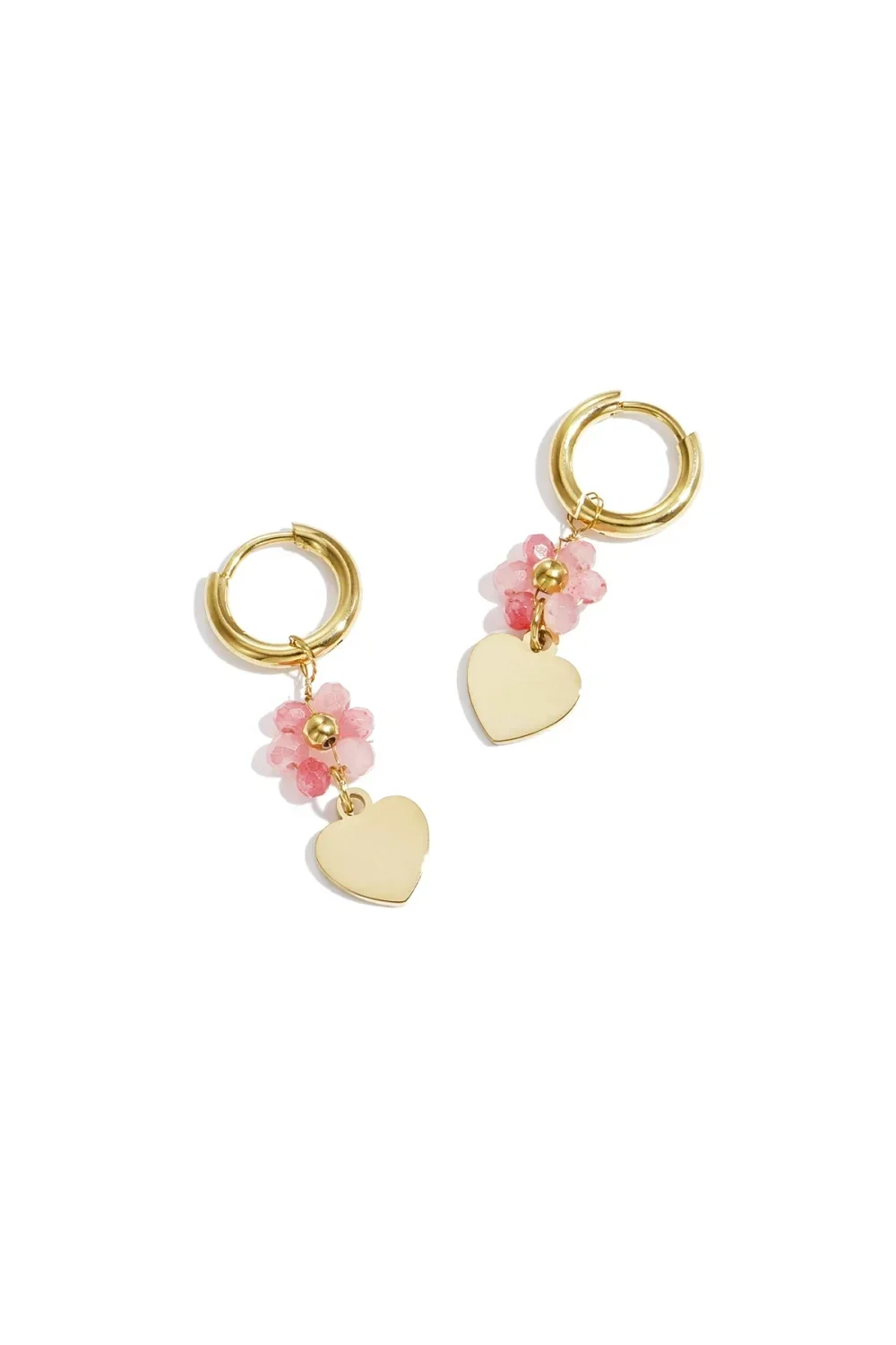 mini bloom hearts hoops roze
