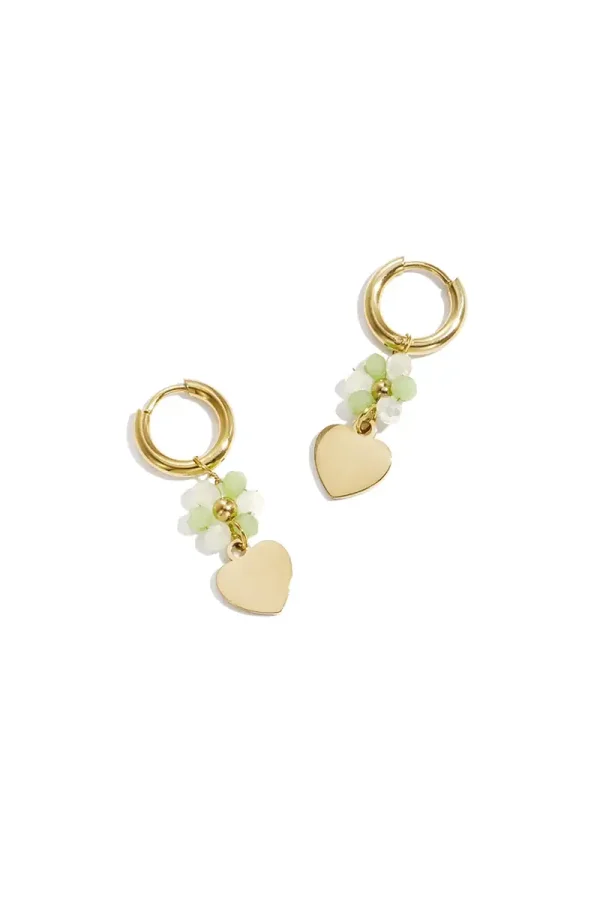 mini bloom heart hoops groen