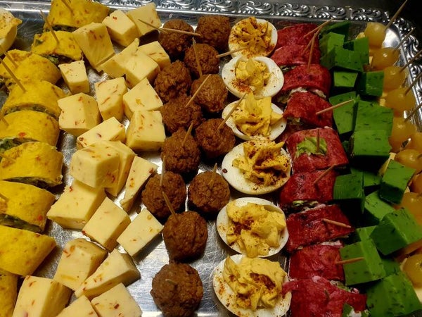 Vegatarische koude hapjes schaal 25 stuks