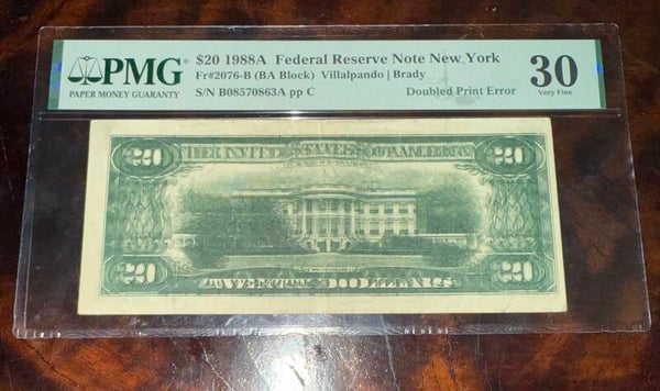 US Currency 1988 $20 Error Bill