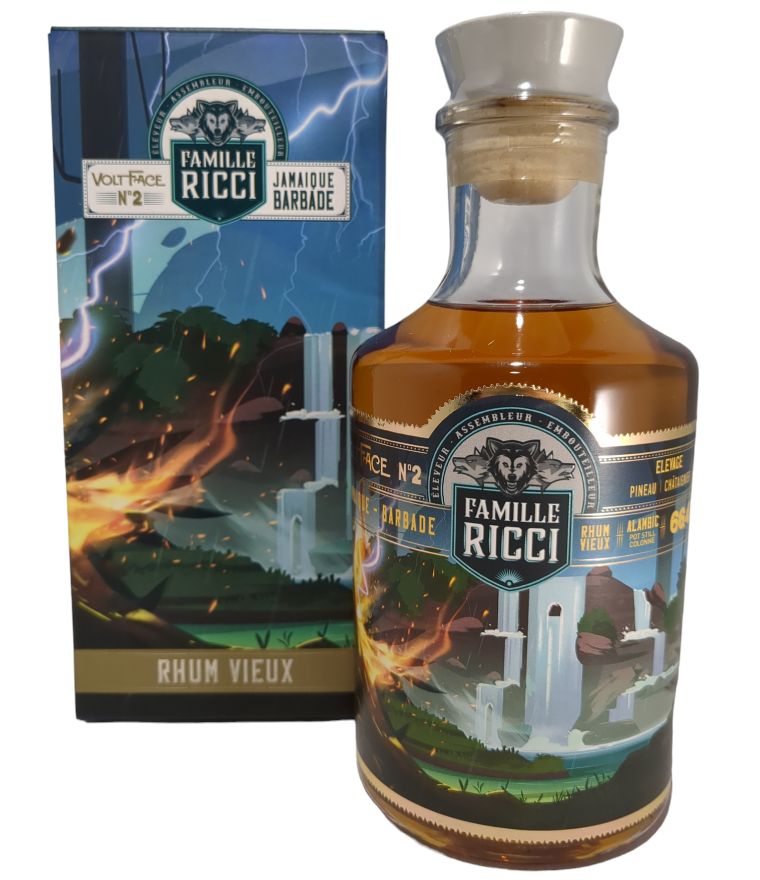 Famille Ricci - Volt Face N°2 - Jamaica / Barbade - With Box 66.4% 50cl