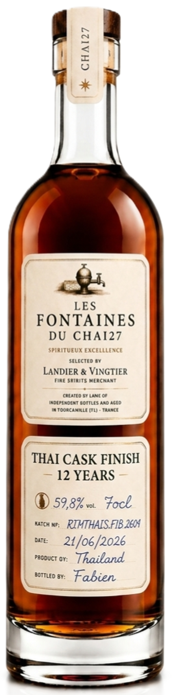 Les Fontaines du Chai27 Thailand 12 Years First Fill Bourbon Finish 59.8% 70cl