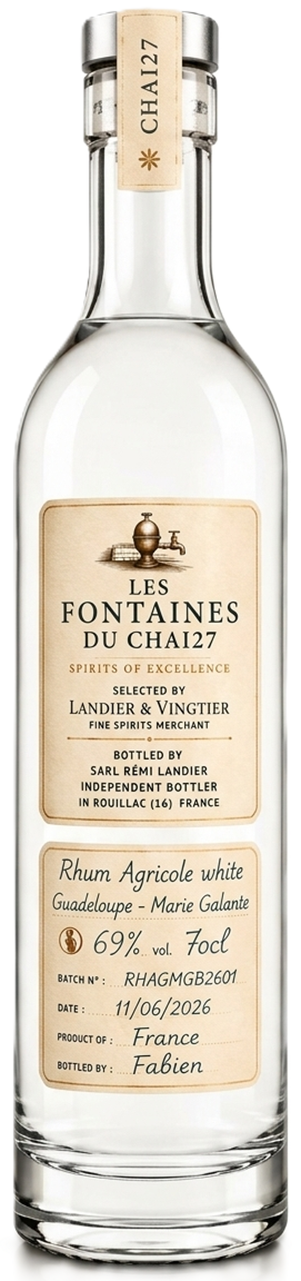 Les Fontaines du Chai27 Rhum Agricole White Marie-Galante Guadeloupe 69% 70cl