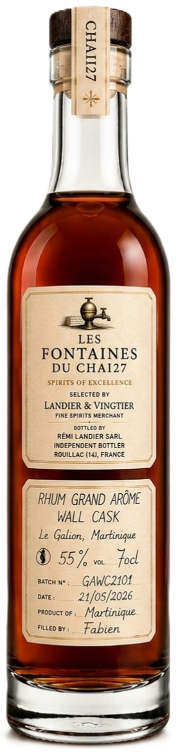 Les Fontaines du Chai27 Rhum Grand Arôme 2021 Wall Cask Le Galion 55% 70cl