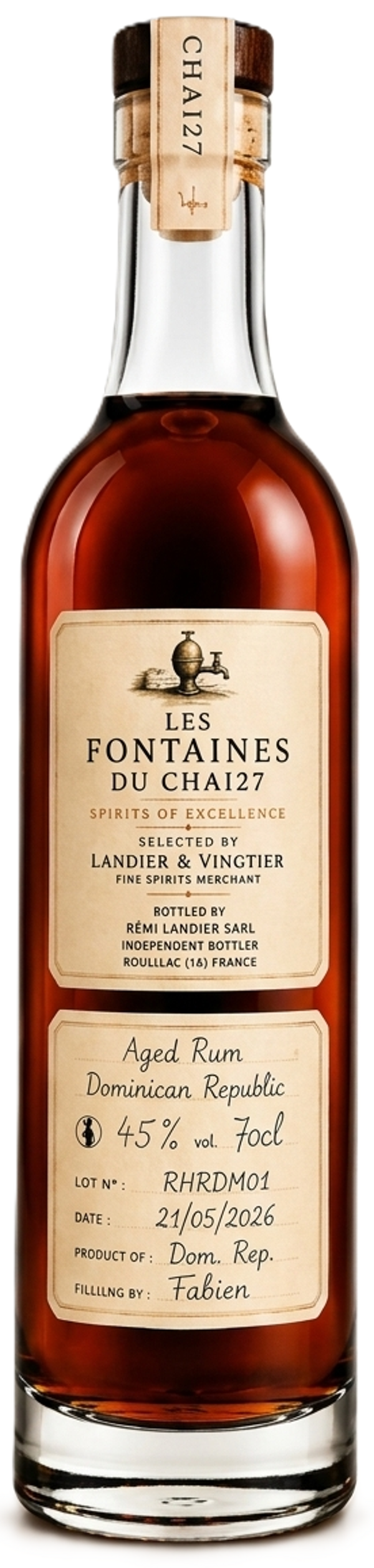 Les Fontaines du Chai27 Aged Rum Dominican Republic 45% 70cl