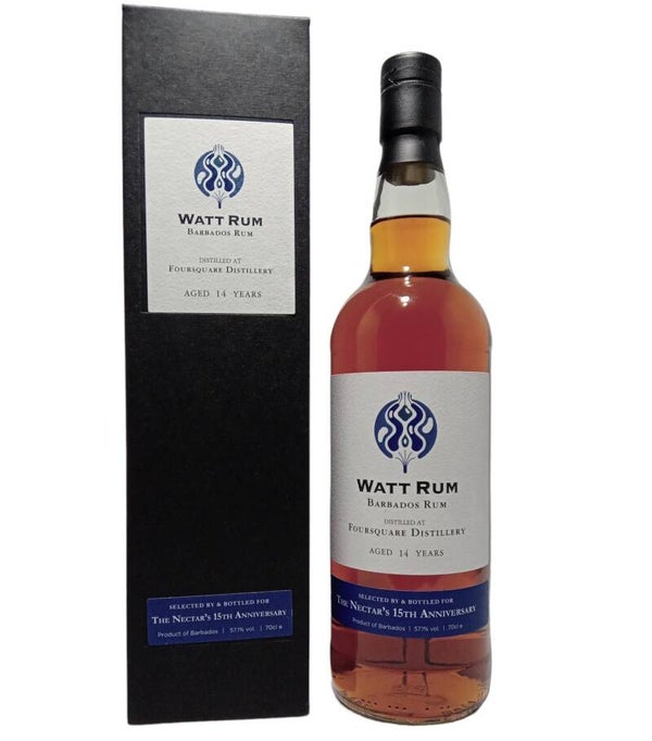 Foursquare - Watt Rum 15th Anniversary The Nectar - 2007 b.2021 14Y - With Box 57.2% 70cl