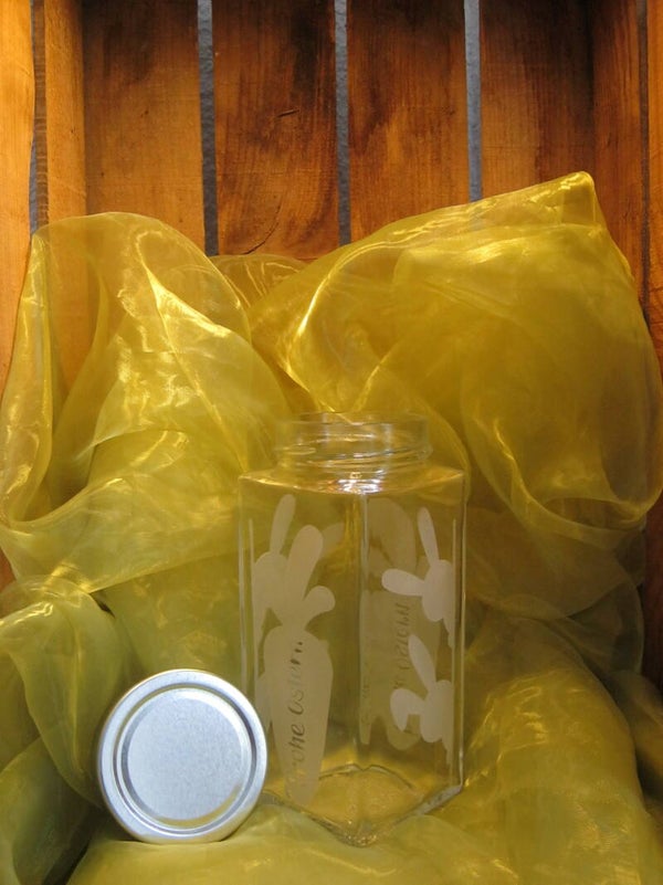 Dekoglas "freche Hasen mit Karotte"