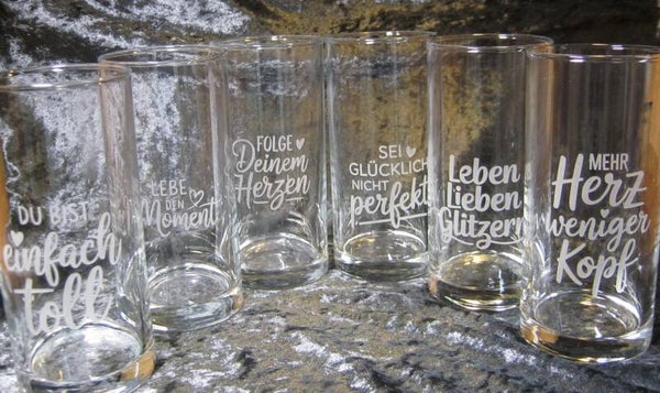 Trinkgläser mit "Herzens" Sprüchen