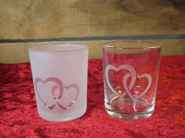 Teelichtglas "2 Herzen"