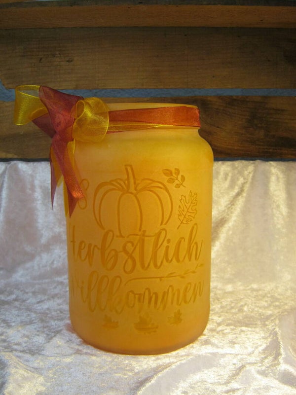 Windlicht "Herbstlich Willkommen" groß