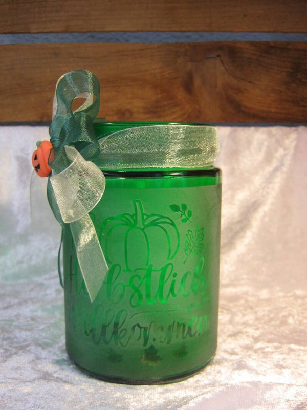 Windlicht "Herbstlich Willkommen" klein