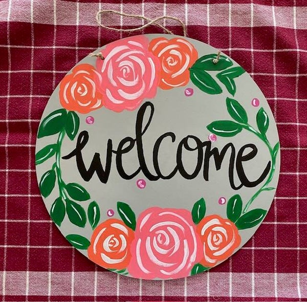 Welcome Door Hanger (grey)