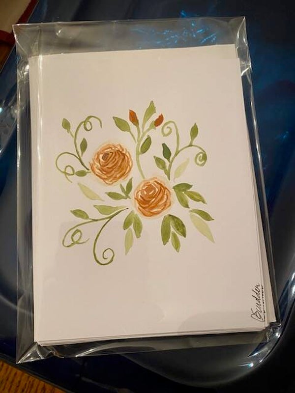 Folded Notecards, Set of Five, Floral