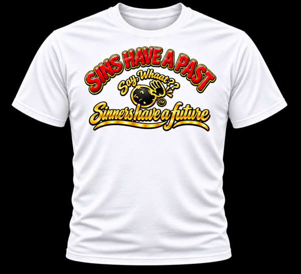 SINS HAVE A PAST (white w/colored image)