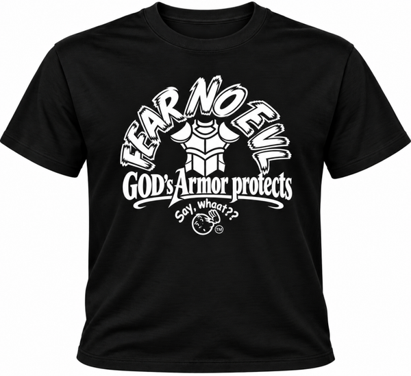 FEAR NO EVIL (blk shirt white image)