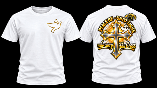 PEACE BE UNTO THOSE (white w/colored image)