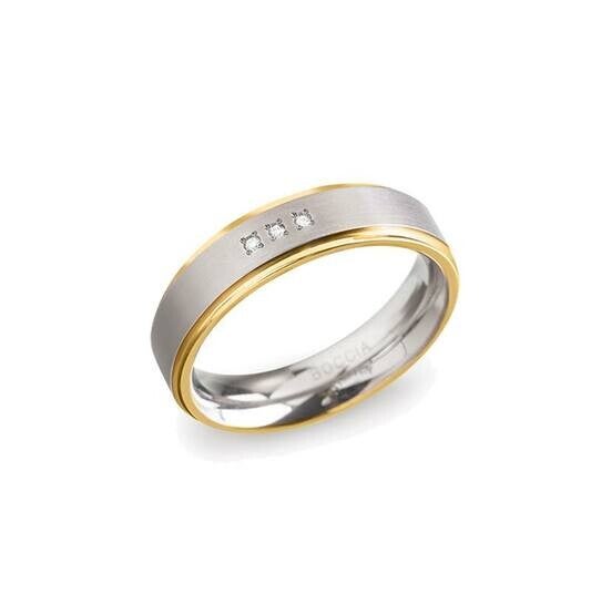 Boccia Dames Ring Titanium Bicolor met Diamant 0131-04