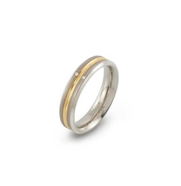 Boccia Dames Ring Titanium Bicolor met Diamant 0144-01