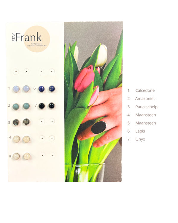 Stay Frank Oorknoppen Zilver 8mm Diverse Edelstenen
