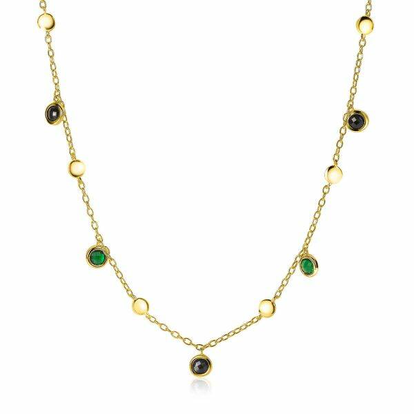 ZINZI Collier Zilver 14K Geelverguld Groen Zwart ZIC2093
