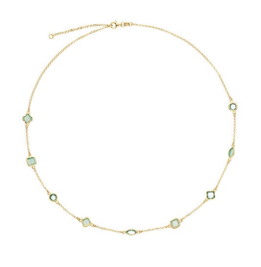 GLOW Collier Zilver Geelgoud verguld Sage Green 102.8625.55