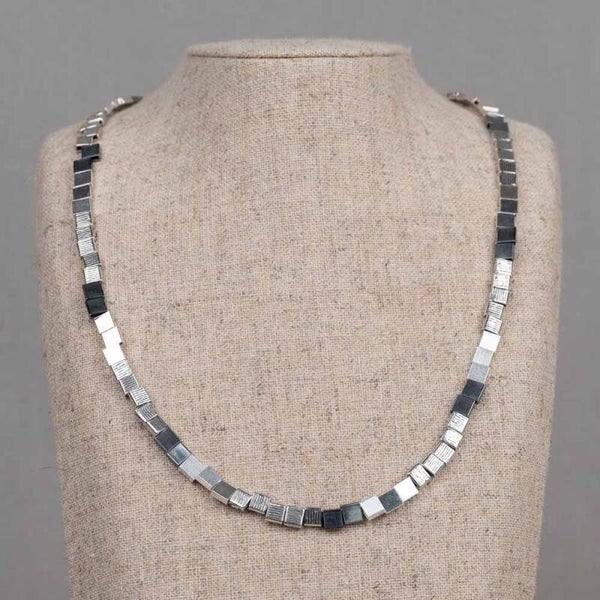 Jeh Collier Blokjes Zilver met Oxy 12889