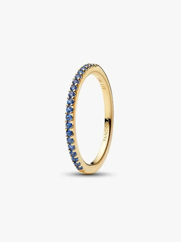 Pandora Ring 14k Goldplated Half-eternity Blauw 162999C02