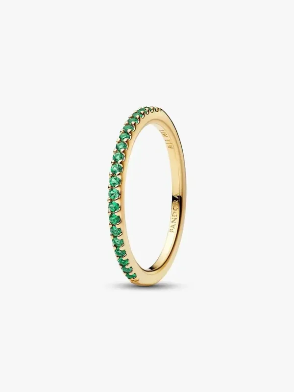 Pandora Ring 14k Goldplated Halve Eternity groen 162999C03