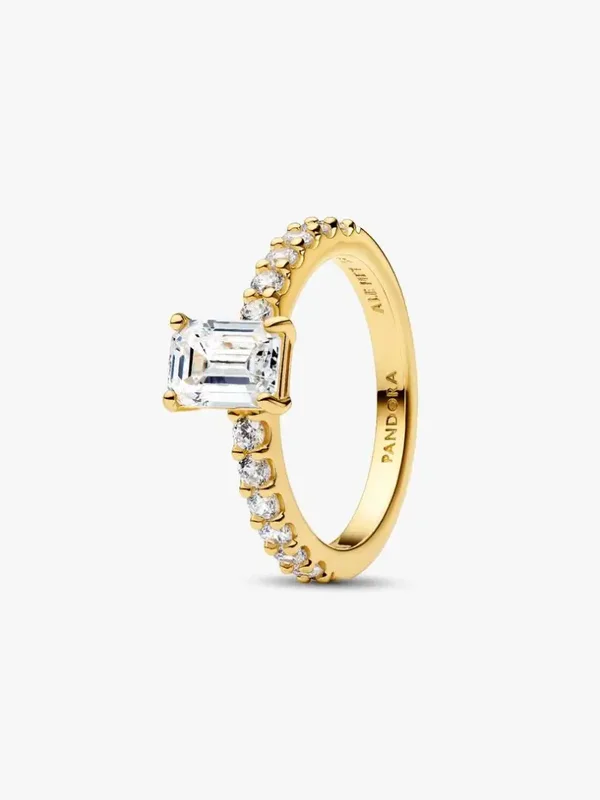 Pandora Ring 14K Verguld Rectangular Sprakling 164506C01