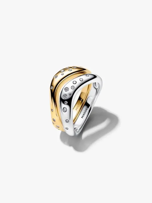 Pandora Organisch Gevormde Tweekleurige Dubbele Ring 164674C01