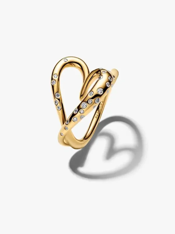 Pandora Ring 14K goud verguld Organisch Gevormde Hart 164675C01