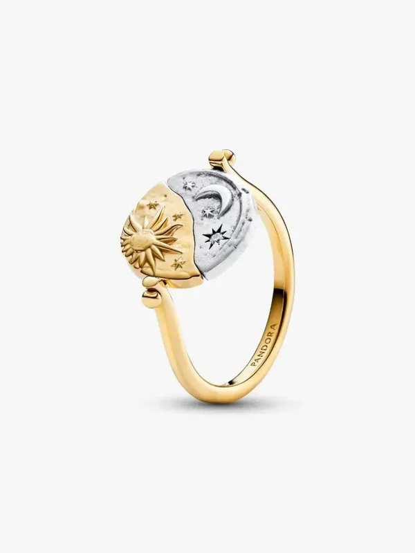 Pandora Ring Goldplated Omkeerbaar met zon- en maanmedaillon 164810C01