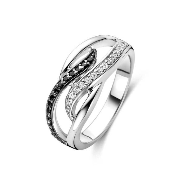 Rosa di Luca Ring Zilver Zirkonia + Zwart 629.107