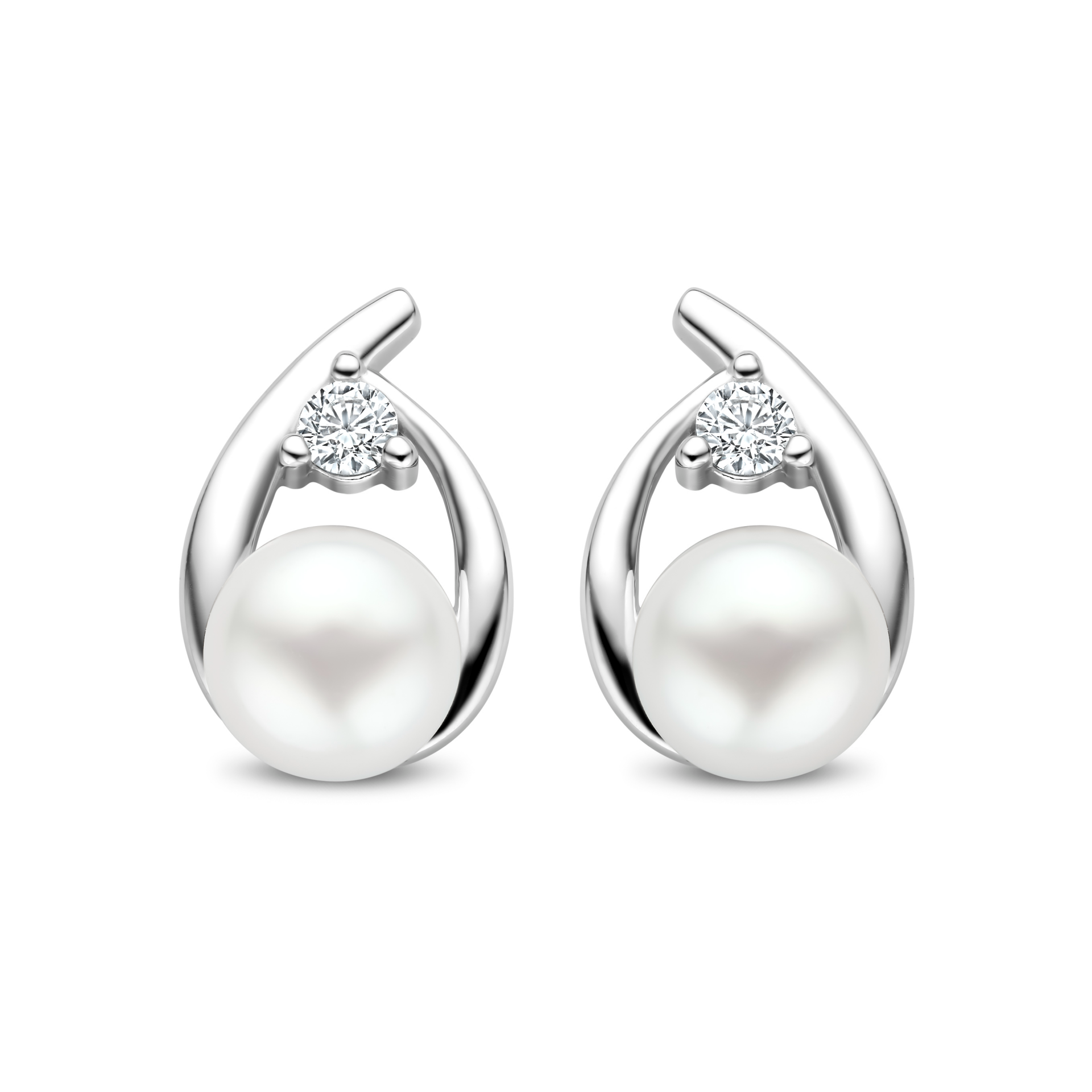 Rosa di Luca Oorknoppen Zilver Zirkonia Parel 625.031