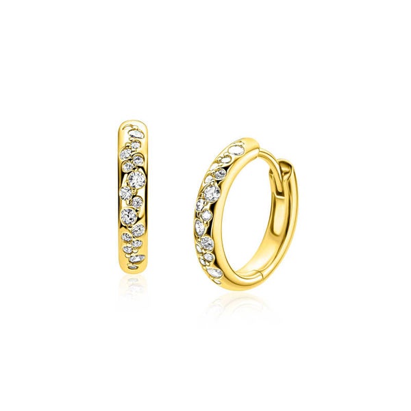 ZINZI Creolen Goldplated met Zirconia's pave ZIO2871