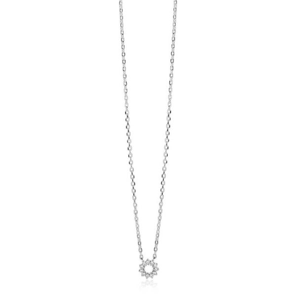 ZINZI Collier Zilver met Open Zonnetje van Zirconia's ZIC2870