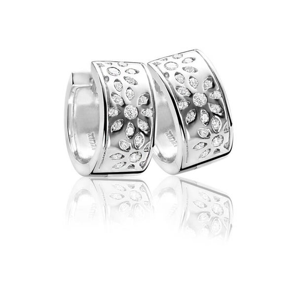 ZINZI Creolen Zilver Bloemmotief 14x7mm ZIO1084