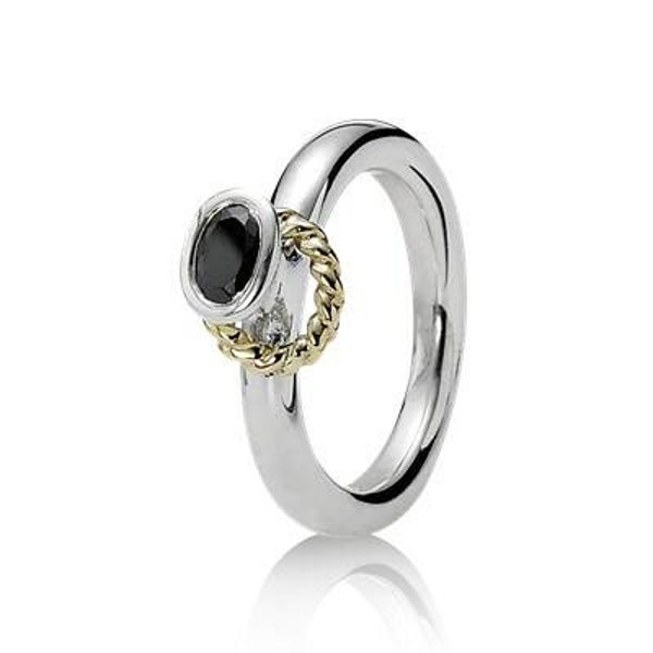 Pandora Ring Zirkonia Zwart Geelgoud 190830CZK