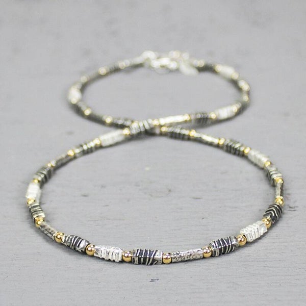 Jéh Collier Zilver oxy/wit + Goldfilled - 19286