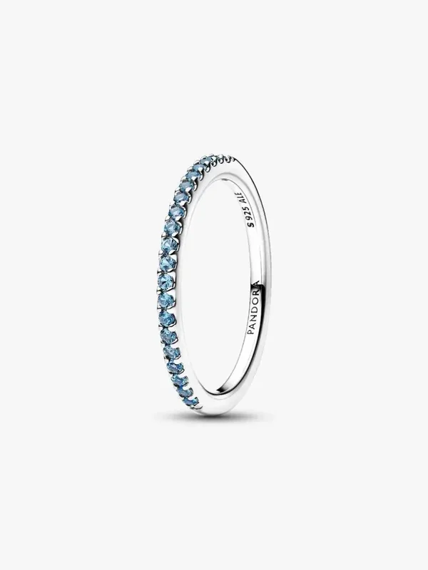 Pandora Ring Zilver Sprankelende Aquamarijn Halve Eternity 192999C03