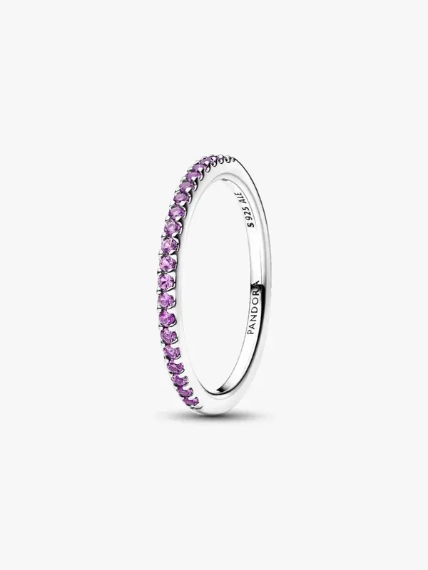 Pandora Ring Zilver Sprankelende Paarse Halve Eternity 192999C04