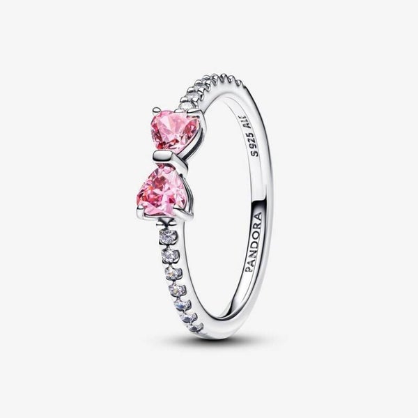 Pandora Ring Zilver Strik met Roze Zirkonia 193510C01