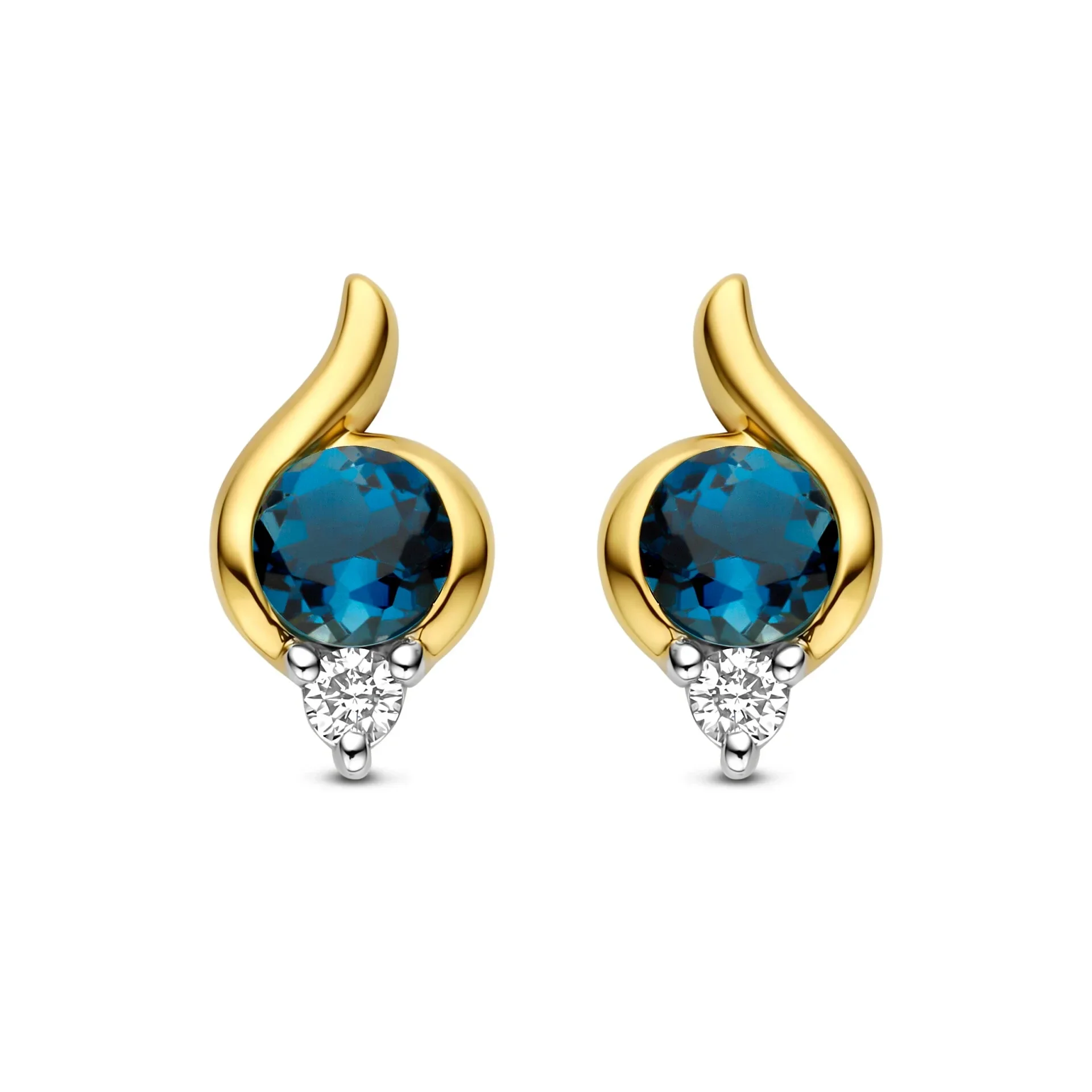 Bernstein Oorstekers 14k Geelgoud Briljant London Blue 195.623.40